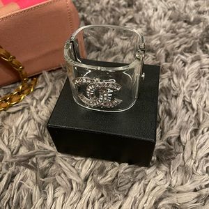 Boutique monogram clear plastic cuff bracelet